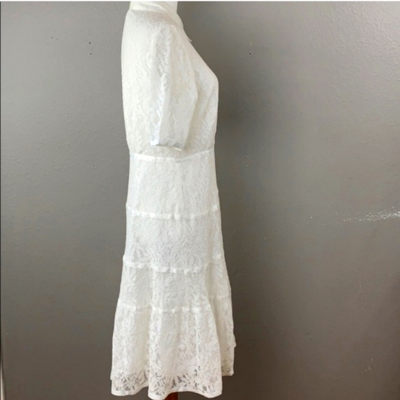 Nanette Lepore Preppy White Floral Lace Cotton Dress. Quiet Luxury. Size 8 - Picture 3 of 12